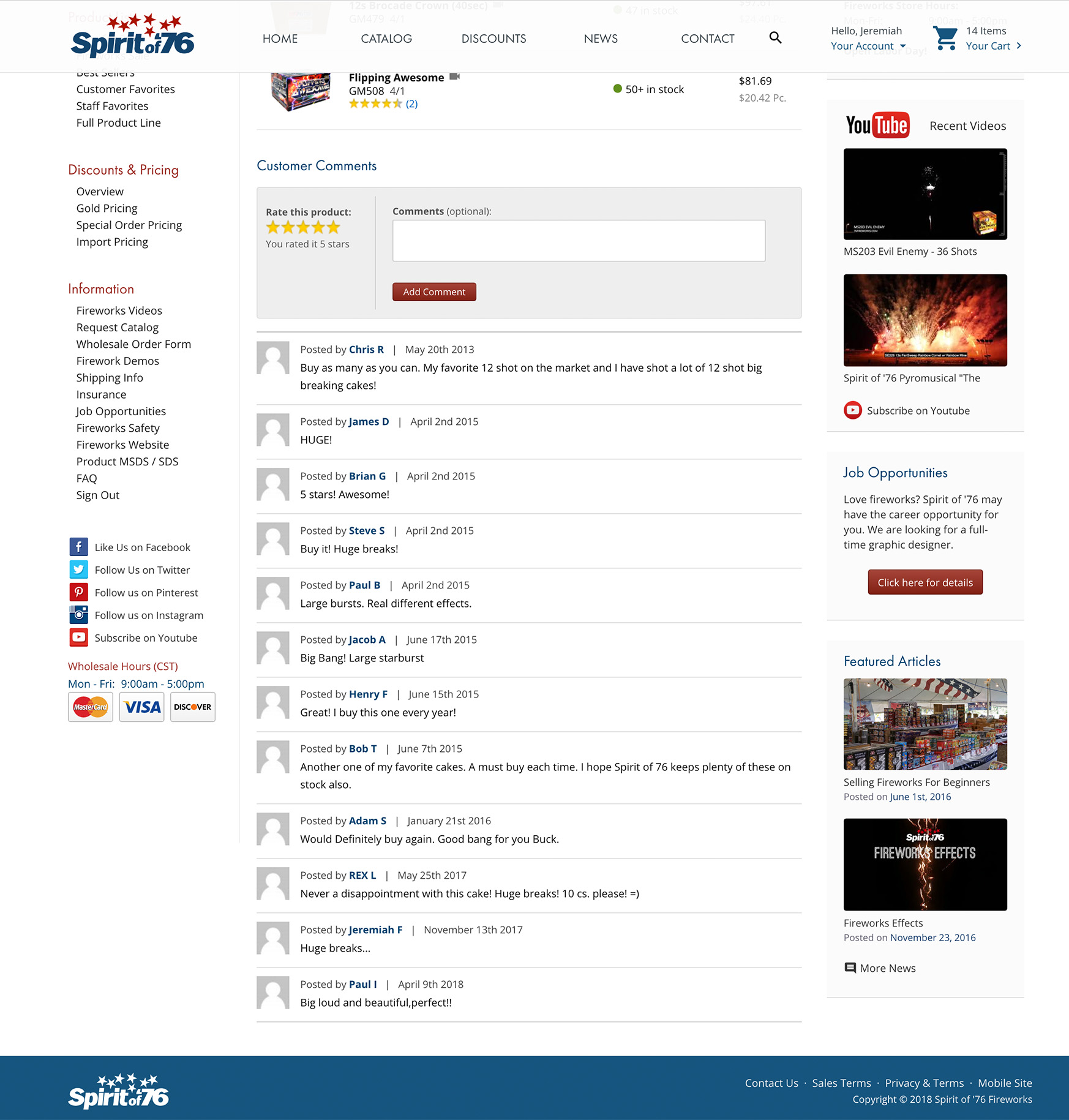 Spirit of 76 Fireworks Site